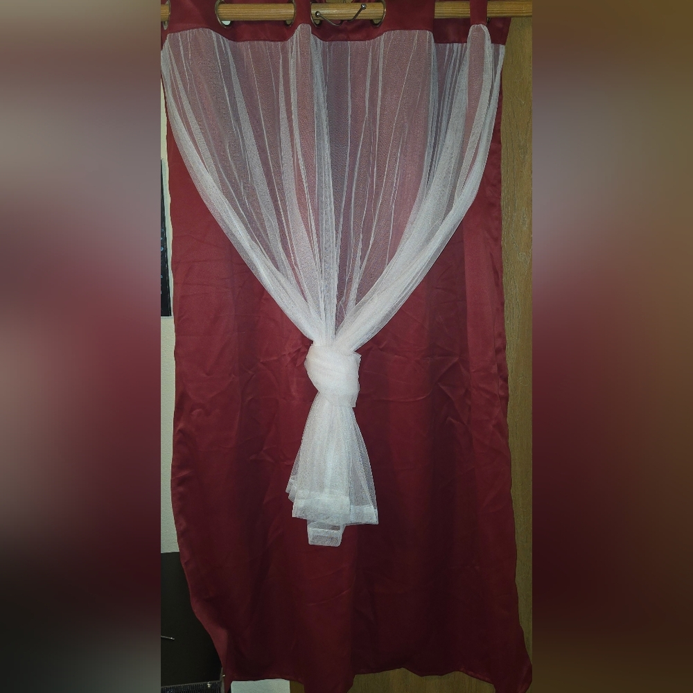 Deconovo Blackout Burgundy Curtains With Sheer Vale 52Wx63L